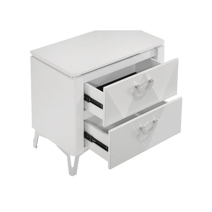 Cassia 2-drawer Nightstand Bedside Table White High Gloss