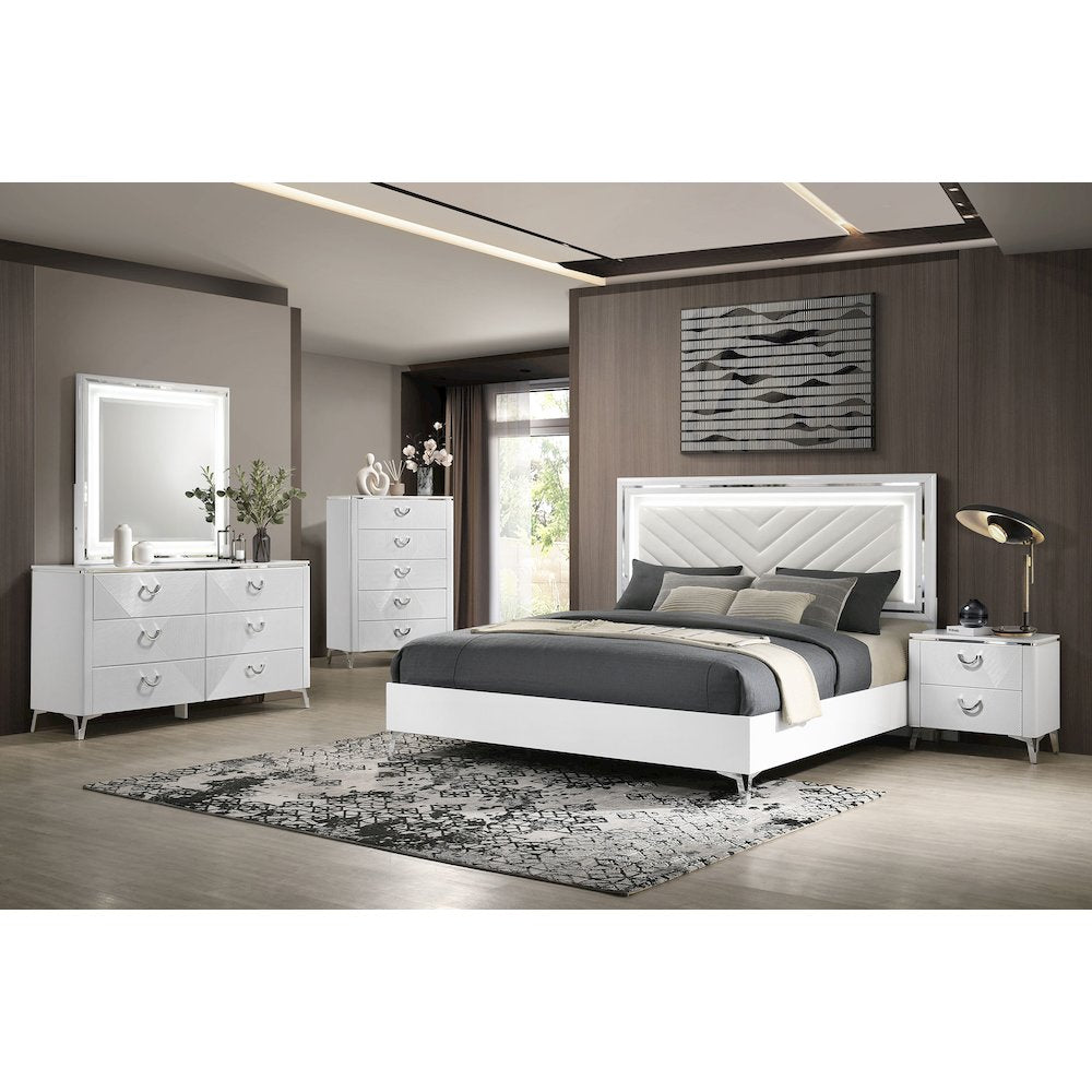 Cassia 2-drawer Nightstand Bedside Table White High Gloss