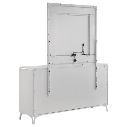 Cassia 6-drawer Dresser Cabinet with Mirror White High Gloss