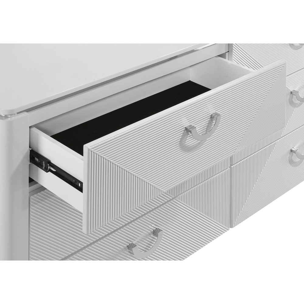 Cassia 6-drawer Dresser Cabinet with Mirror White High Gloss