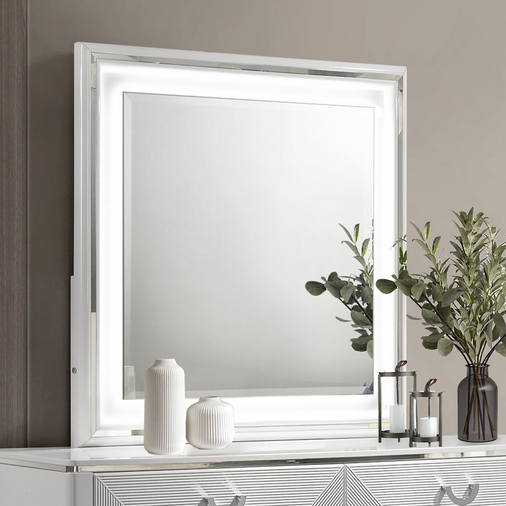 Cassia Dresser Mirror White High Gloss