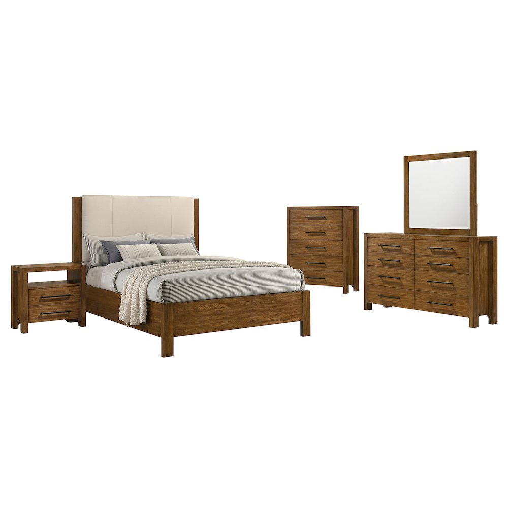 Adderley 5-piece Queen Bedroom Set Warm Brown
