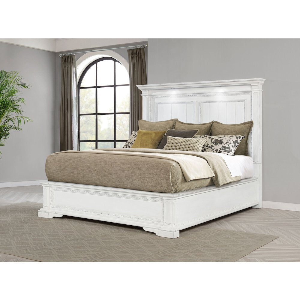McKinney Eastern King LED Light Panel Bed Vintage White