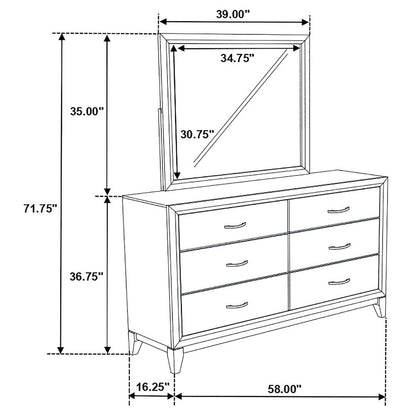 Watson 6-drawer Bedroom Dresser and Mirror Light Taupe