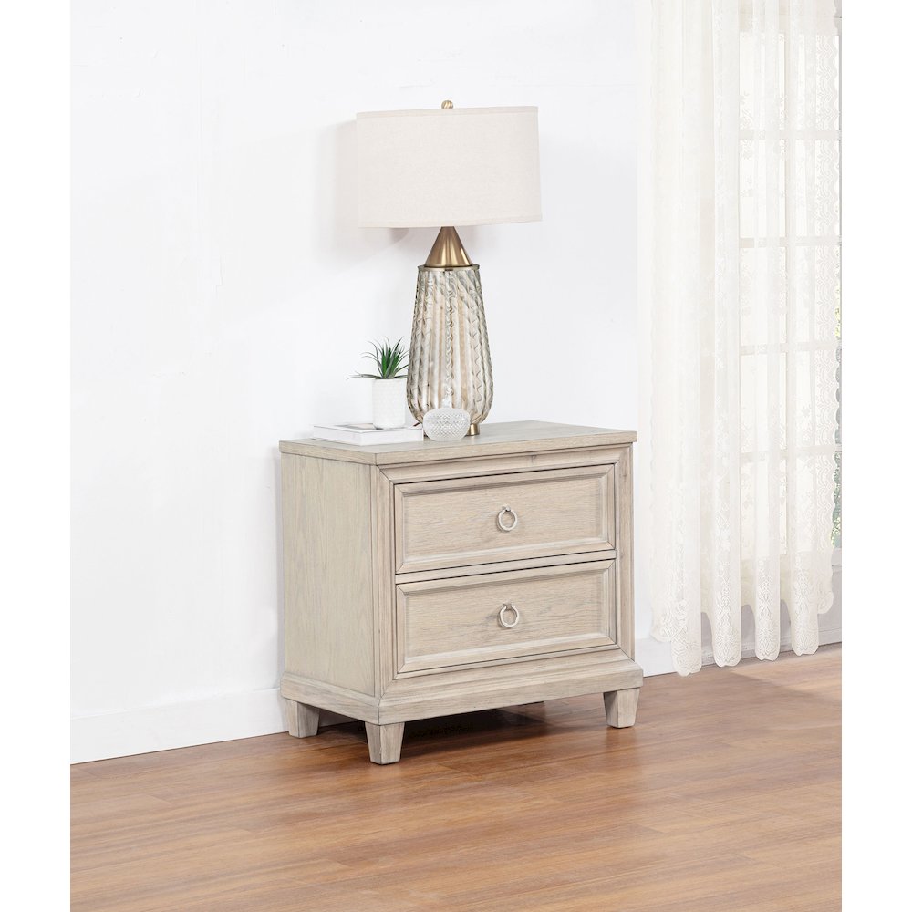 Pembroke 2-drawer Nightstand Bedside Table Washed Oak