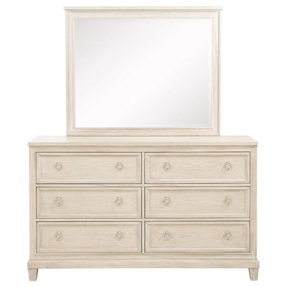 Pembroke 6-drawer Bedroom Dresser with Mirror Washed Oak
