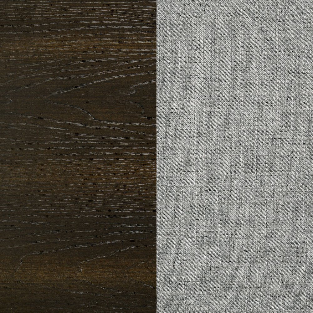 Atlas 63-inch Queen Upholstered Panel Bed Grey and Dark Oak