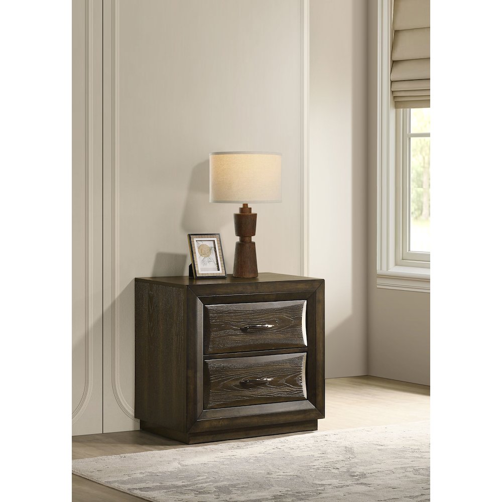 Atlas 2-drawer Bedroom Nightstand Bedside Table Dark Oak