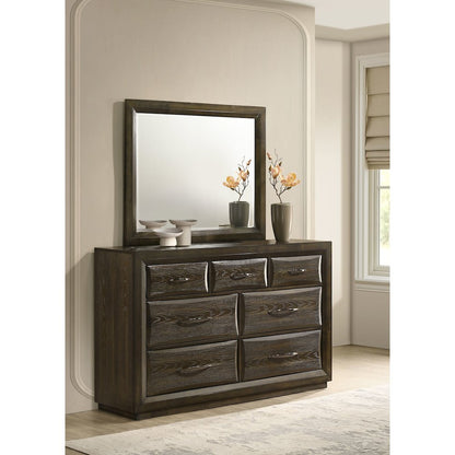 Atlas 7-drawer Bedroom Dresser and Mirror Set Dark Oak