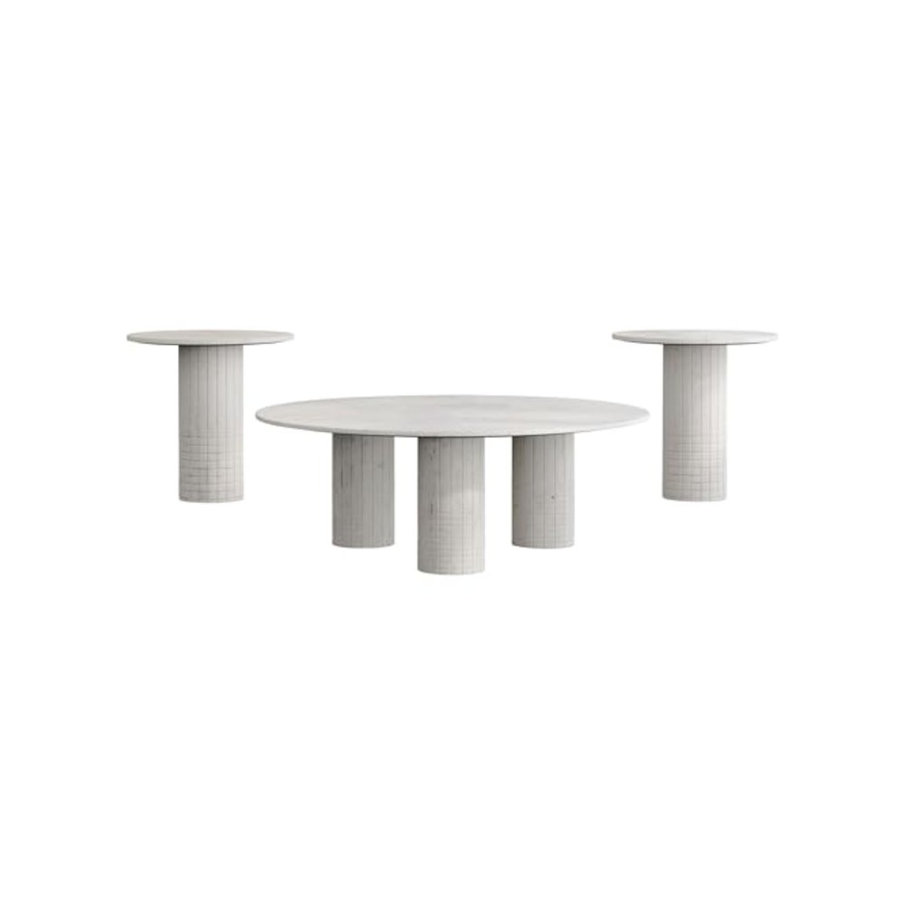 Astoria 3-piece Marble Coffee and End Table Set White