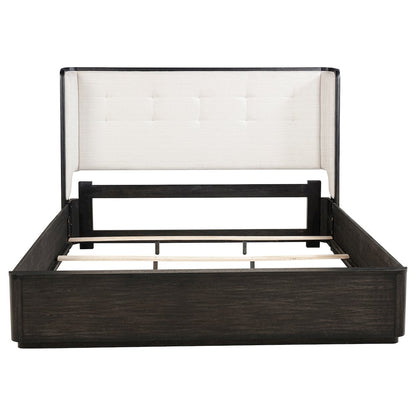 Leandro 55-inch Eastern King Wingback Bed Burnished Black