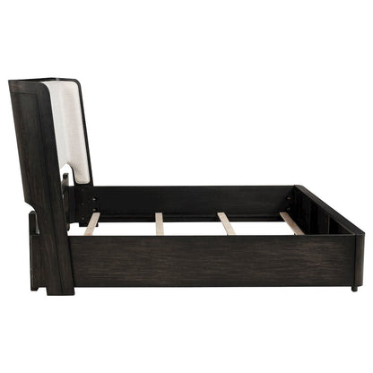 Leandro 55-inch Eastern King Wingback Bed Burnished Black