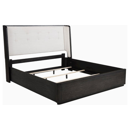 Leandro 55-inch Queen Wingback Bed Burnished Black