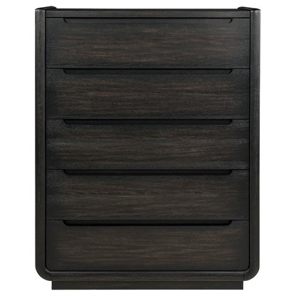 Leandro 5-drawer Bedroom Chest of Drawers Burnished Black
