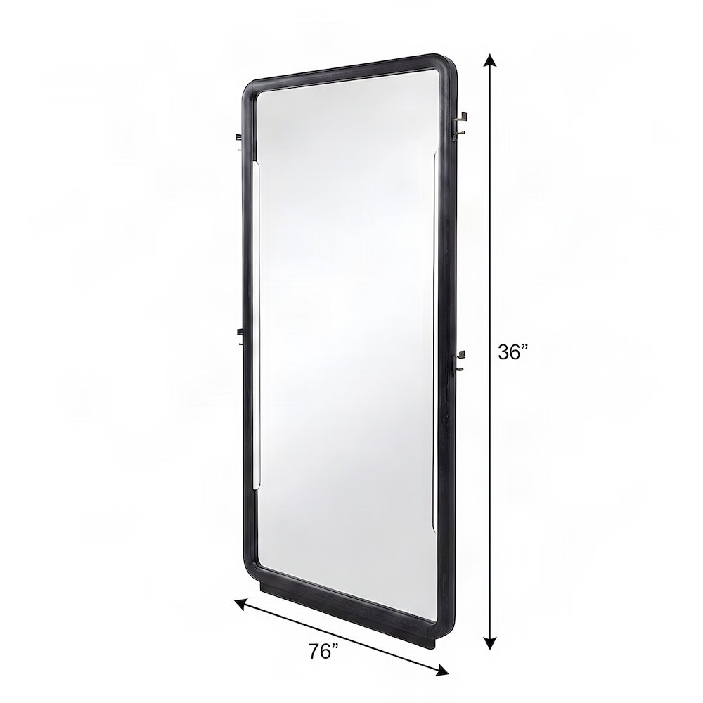 Wood-Framed Full Length Standing Floor Mirror, Full Body Leaner, Burnished Black