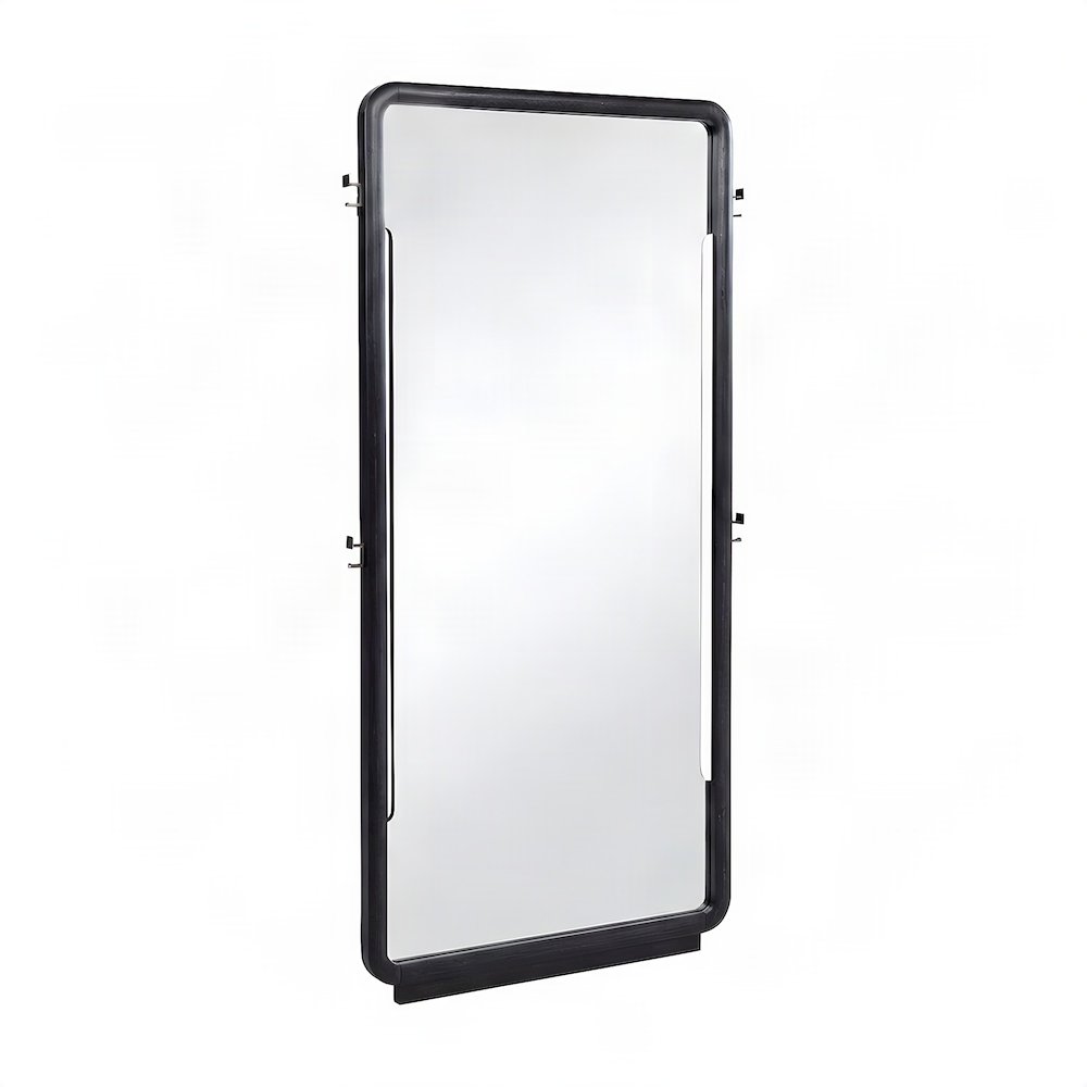 Wood-Framed Full Length Standing Floor Mirror, Full Body Leaner, Burnished Black