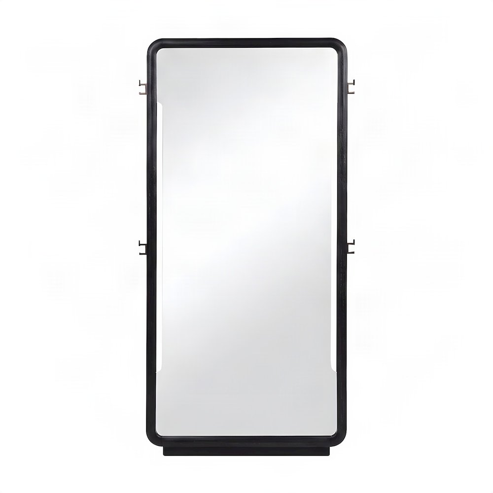 Wood-Framed Full Length Standing Floor Mirror, Full Body Leaner, Burnished Black