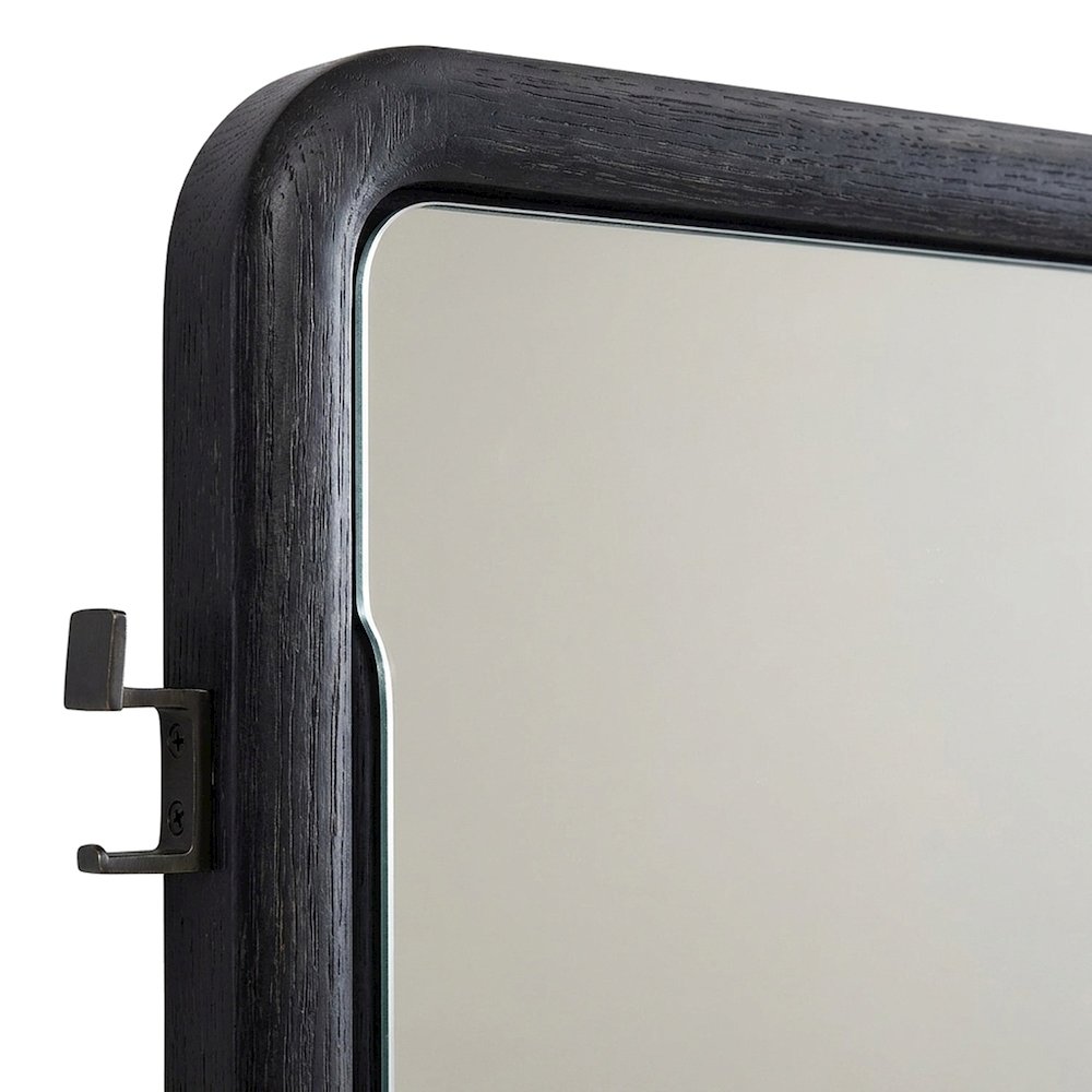 Wood-Framed Full Length Standing Floor Mirror, Full Body Leaner, Burnished Black