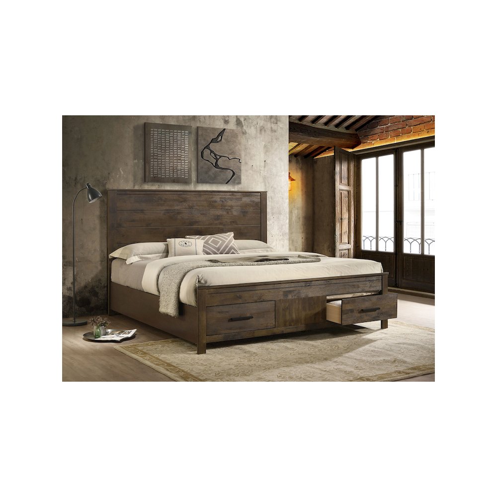 Woodmont Eastern King Storage Bed Rustic Golden Brown