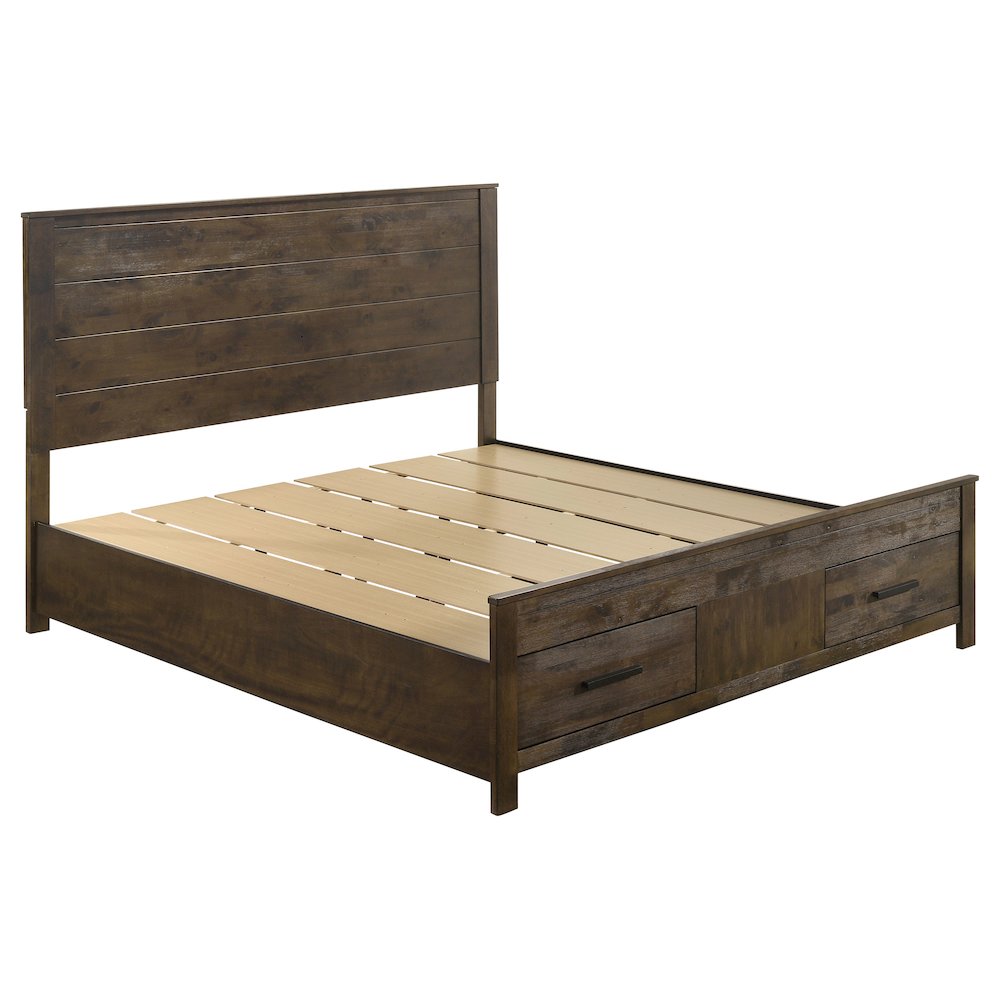 Woodmont Eastern King Storage Bed Rustic Golden Brown