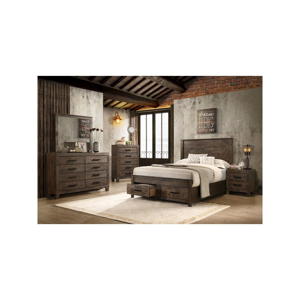 Woodmont Eastern King Storage Bed Rustic Golden Brown