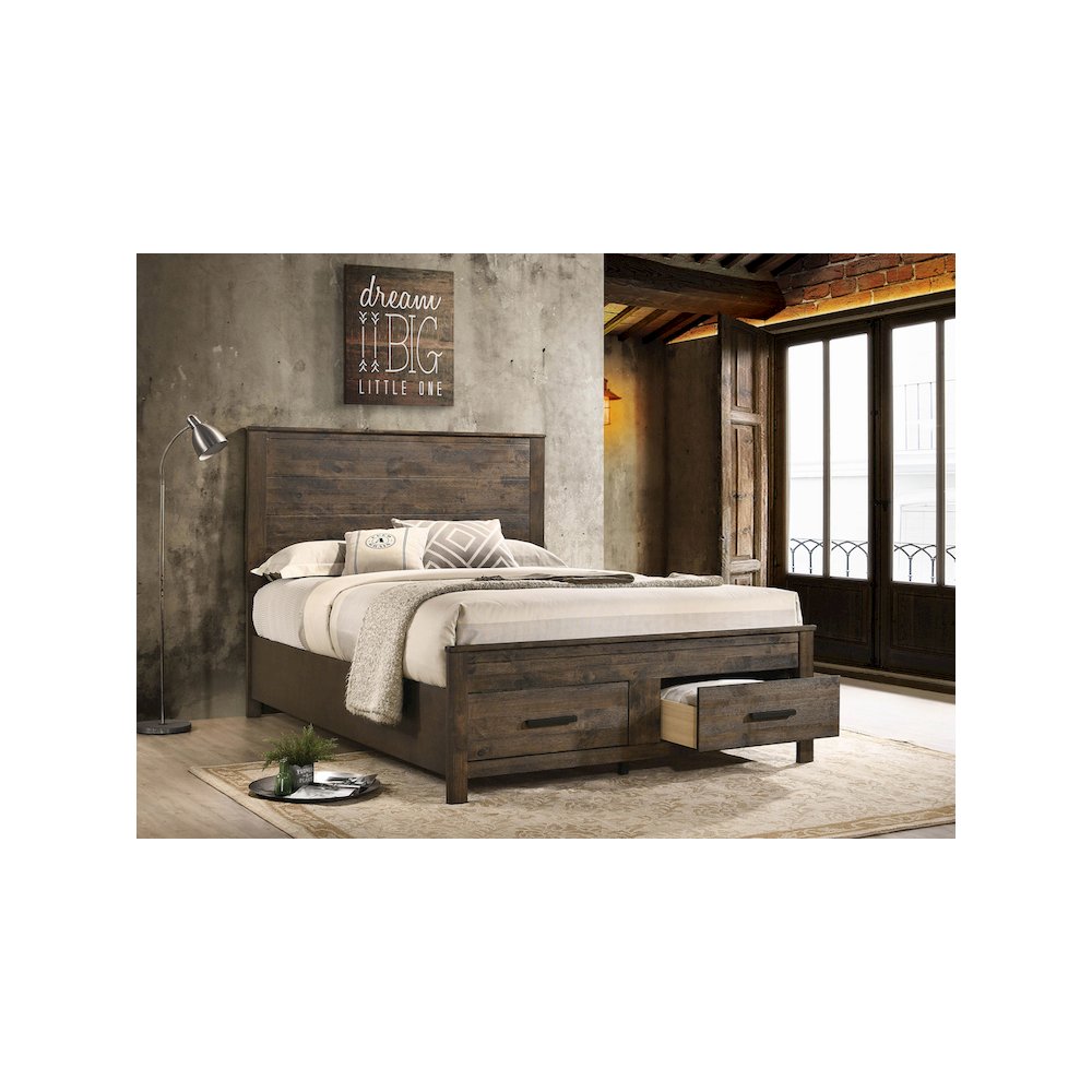 Woodmont Wood Queen Storage Panel Bed Rustic Golden Brown
