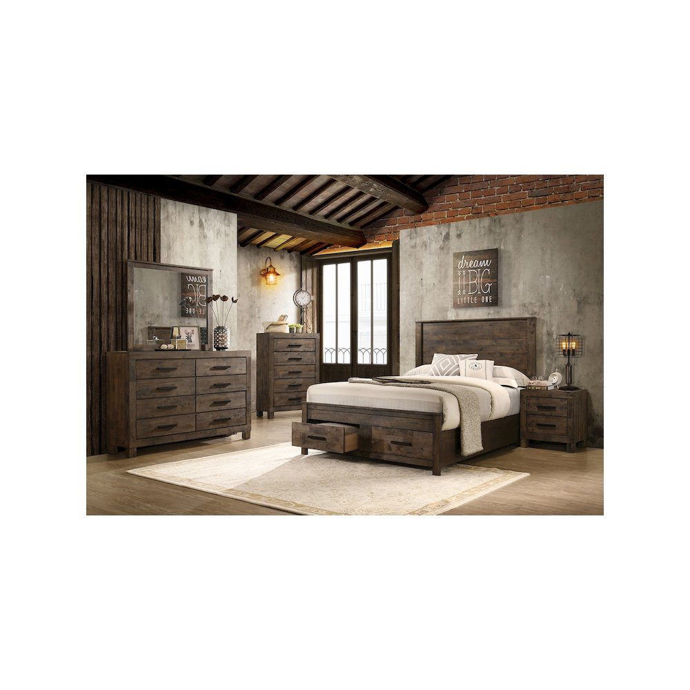 Woodmont Wood Queen Storage Panel Bed Rustic Golden Brown