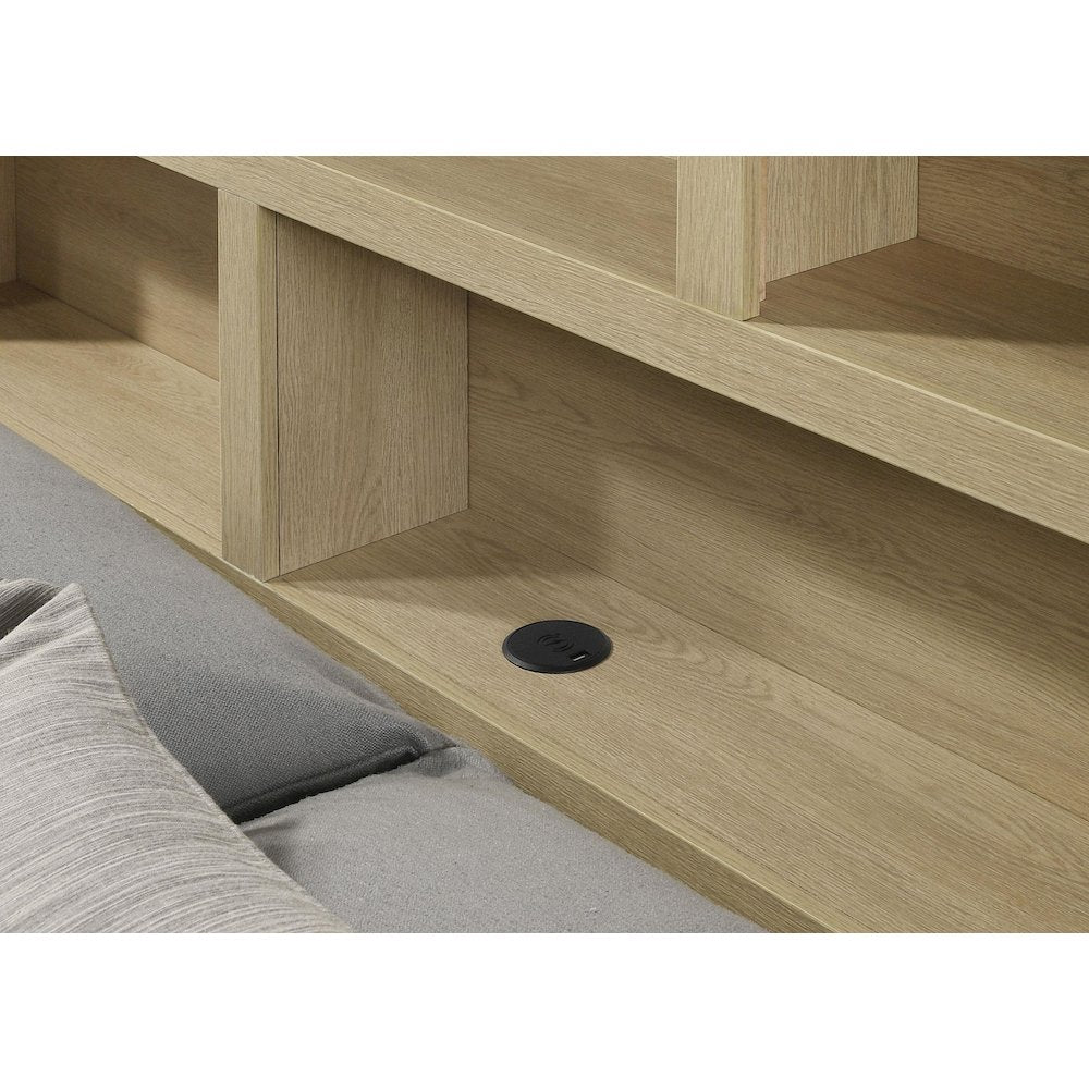 Hendricks Eastern King Bookcase Headboard Platform Bed Light Oak
