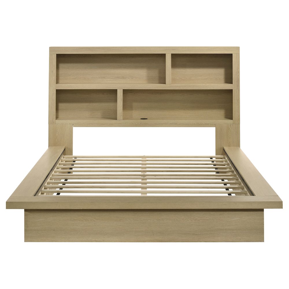 Hendricks Queen Bookcase Headboard Platform Bed Light Oak