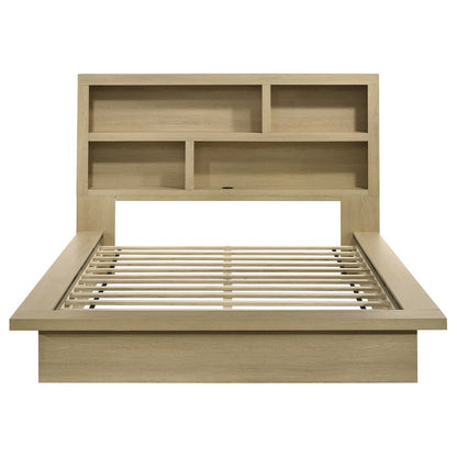Hendricks Queen Bookcase Headboard Platform Bed Light Oak