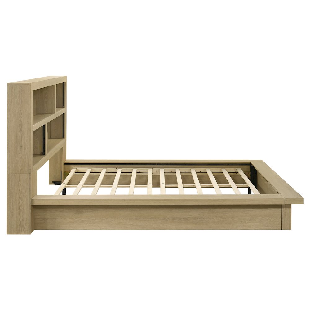 Hendricks Queen Bookcase Headboard Platform Bed Light Oak