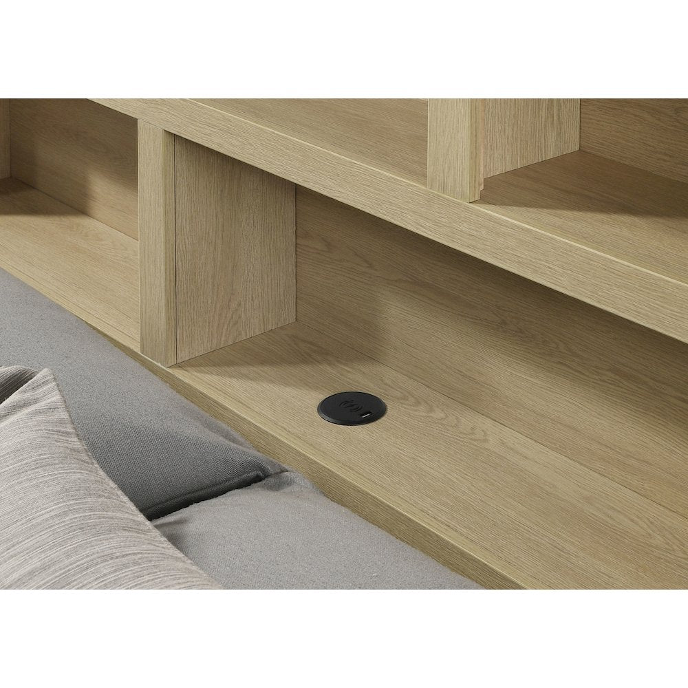 Hendricks Queen Bookcase Headboard Platform Bed Light Oak