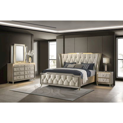 Lorient 4-piece Eastern King Bedroom Set Ivory and Camel