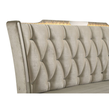 Lorient California King LED Upholstered Bed Ivory and Camel