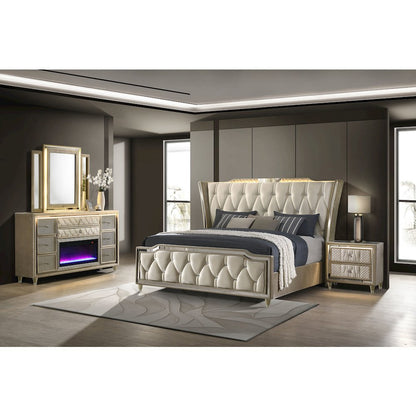 Lorient 4-piece California King Bedroom Set Ivory and Camel