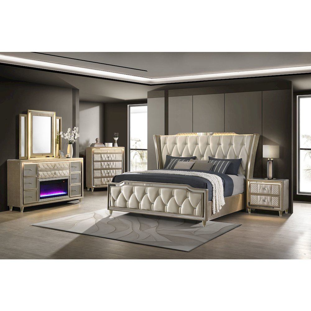 Lorient 5-piece California King Bedroom Set Ivory and Camel