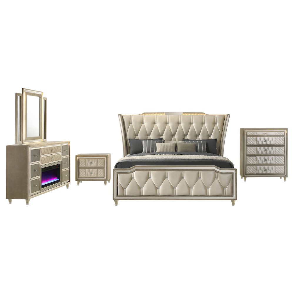 Lorient 5-piece California King Bedroom Set Ivory and Camel