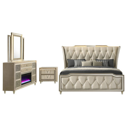 Lorient 4-piece Queen Bedroom Set Ivory and Camel