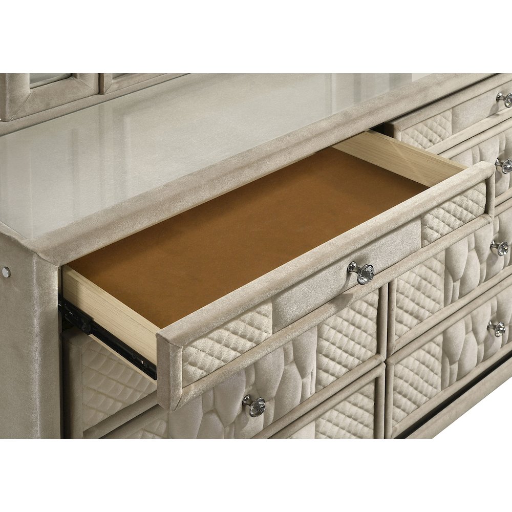 Lorient 8-drawer LED Bedroom Dresser Cabinet Ivory and Camel