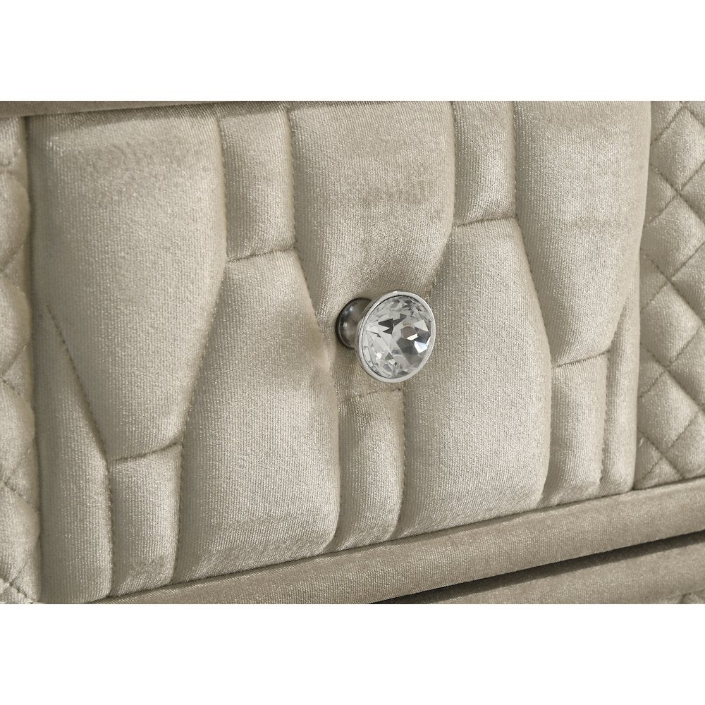 Lorient 8-drawer LED Bedroom Flame Box Dresser Ivory Camel