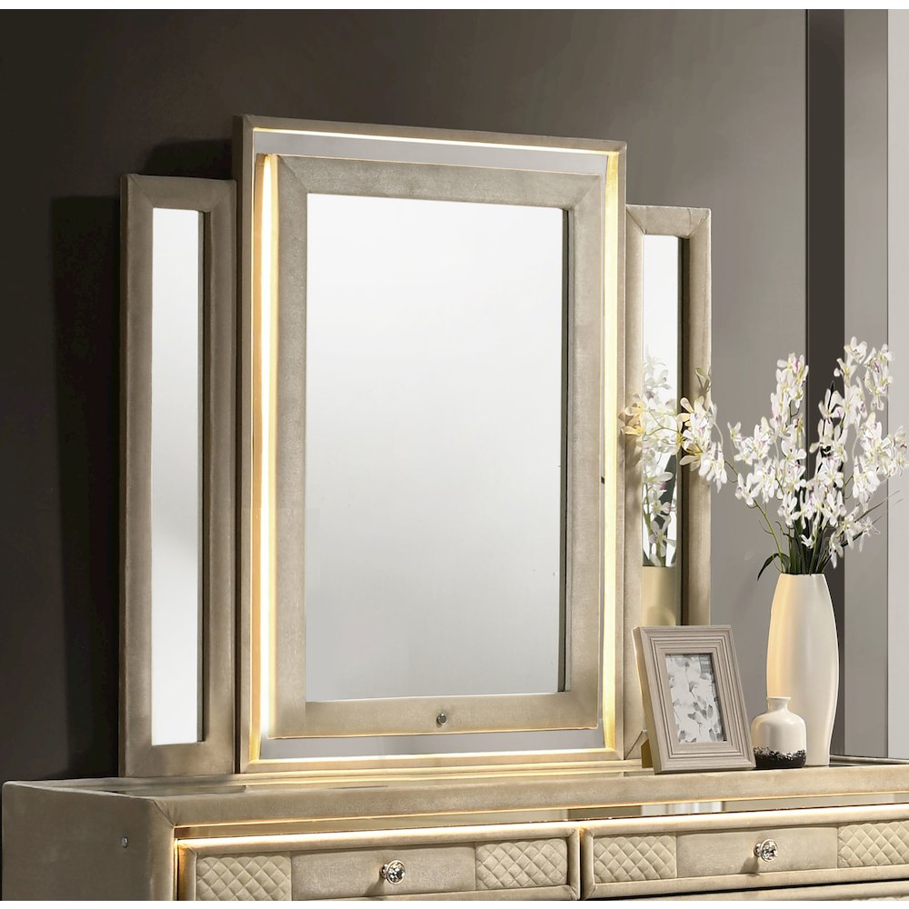 Lorient LED Dresser Mirror Ivory and Camel