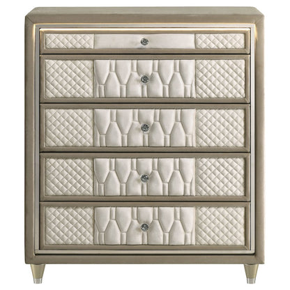 Lorient 5-drawer LED Chest of Drawers Ivory and Camel