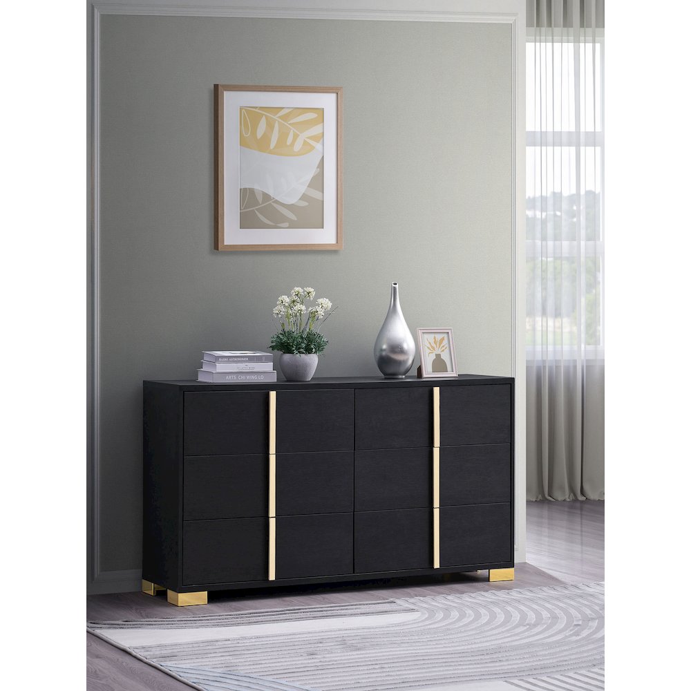 Marceline 6-drawer Dresser Black