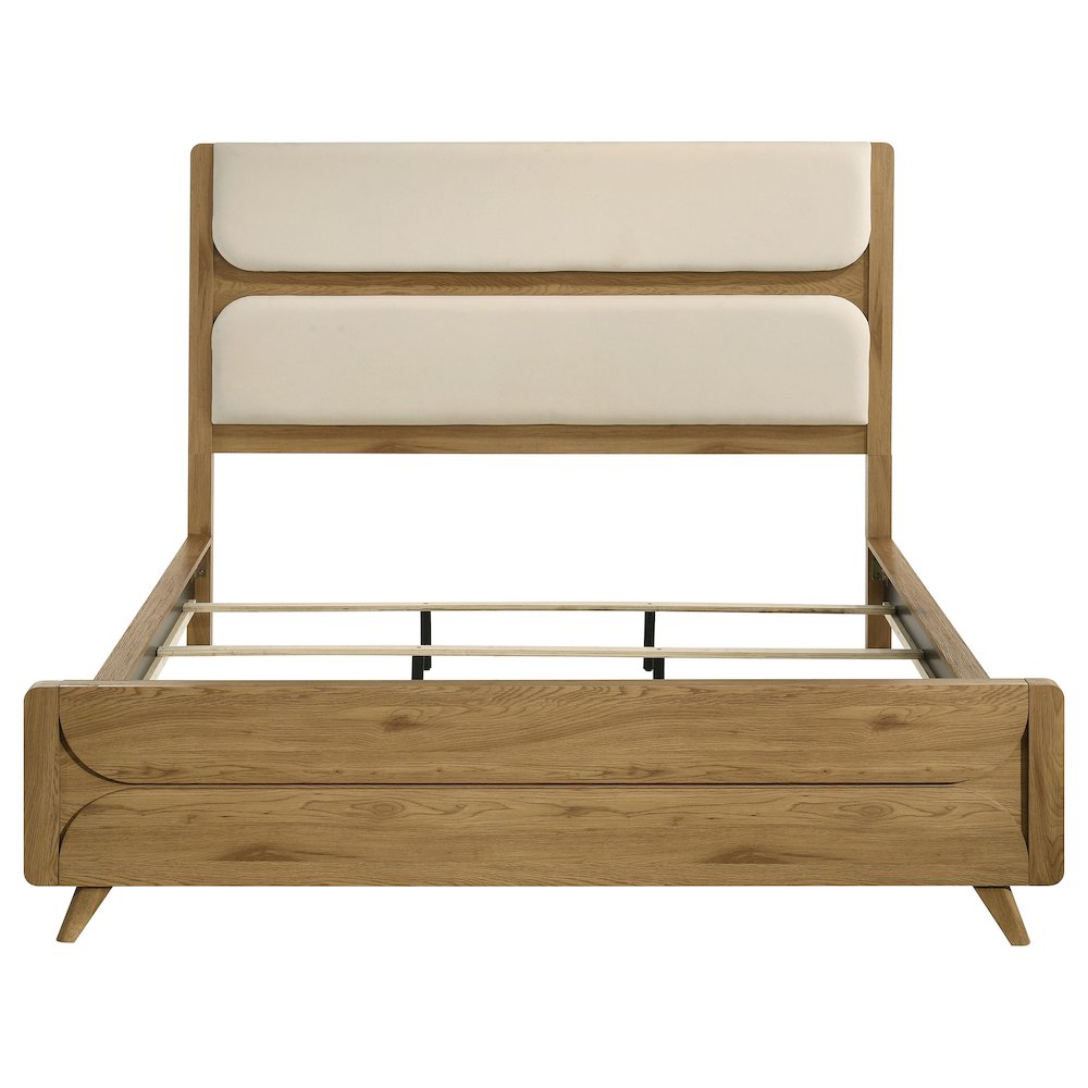 Bennett 62-inch California King Upholstered Panel Bed Cream and Light Oak
