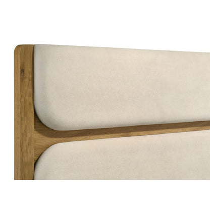 Bennett 62-inch Queen Upholstered Panel Bed Cream and Light Oak