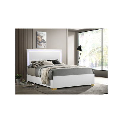 Marceline Wood Full LED Panel Bed White
