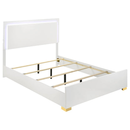 Marceline Wood Full LED Panel Bed White