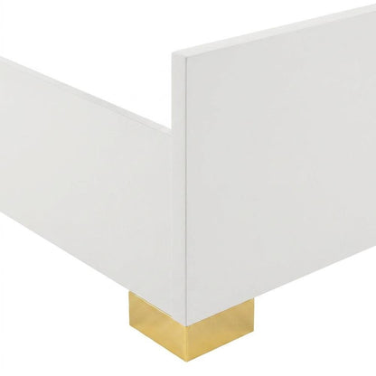Engineered Wood Queen Platform Panel Bed Frame with LED Headboard, White