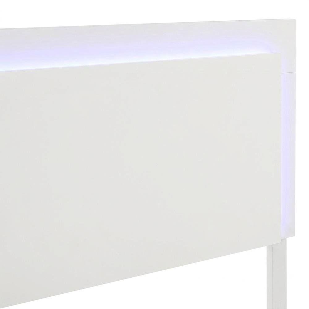 Engineered Wood Queen Platform Panel Bed Frame with LED Headboard, White