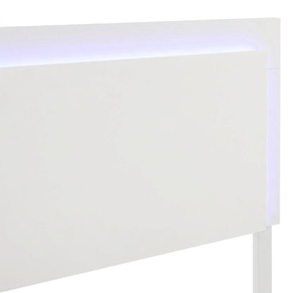 Engineered Wood Queen Platform Panel Bed Frame with LED Headboard, White